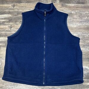 Vintage Lands End Fleece Vest USA Navy Full Zip Outdoor Large GUC